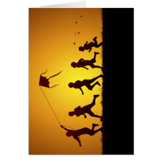 凧を飛ばしている子供