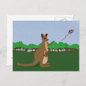 凧を飛ばしている漫画のカンガルー ポストカード (正面/裏面)