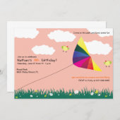 凧揚げ - 子供の誕生日招待状 -5 招待状 (正面/裏面)