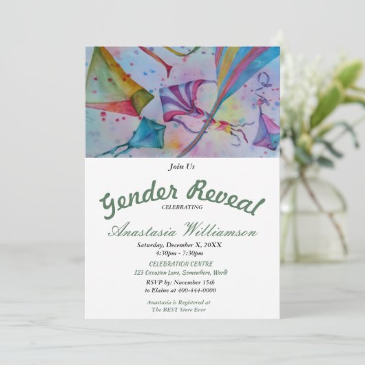 凧飛んでいるベビー性発現パーティの招待状 招待状 (スタンド正面)