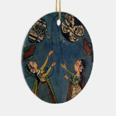 凧、Kuluの民俗絵画、Himachal Pを飛ばしている女の子 セラミックオーナメント (右)