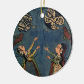 凧、Kuluの民俗絵画、Himachal Pを飛ばしている女の子 セラミックオーナメント (左)