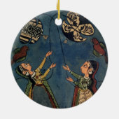 凧、Kuluの民俗絵画、Himachal Pを飛ばしている女の子 セラミックオーナメント (裏面)