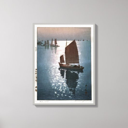 凪静,吉田博穏やかな風，吉田博，ウッドカット キャンバスプリント (正面)