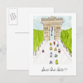 凱旋門、日付の保存!!! 案内ポストカード (正面/裏面)