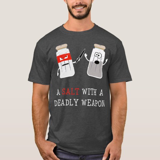 凶器男性へで塩を皮肉る Tシャツ (正面)