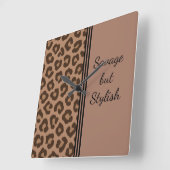 凶暴だがスタイリッシュヒョウ柄 スクエア壁時計 (傾斜)