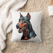 凶暴なドーベルマン肖像画 攻撃的な犬のギフト クッション (ブランケット)