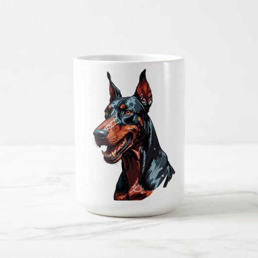 凶暴なドーベルマン肖像画 攻撃的な犬のギフト コーヒーマグカップ (中央)