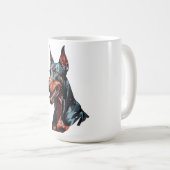 凶暴なドーベルマン肖像画 攻撃的な犬のギフト コーヒーマグカップ (正面右)