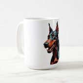 凶暴なドーベルマン肖像画 攻撃的な犬のギフト コーヒーマグカップ (正面左)