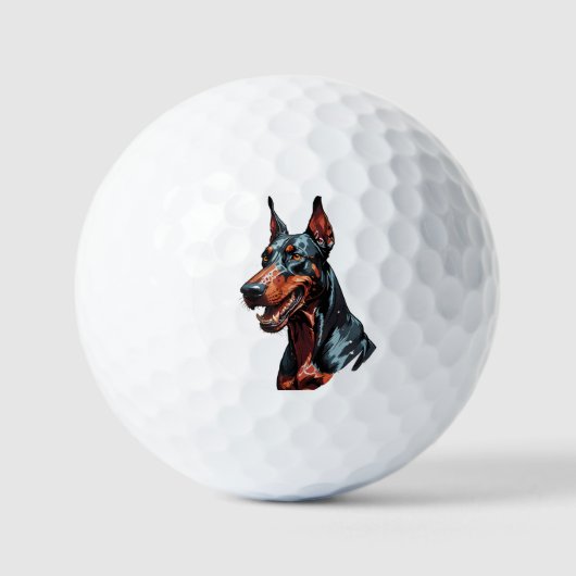 凶暴なドーベルマン肖像画 攻撃的な犬のギフト ゴルフボール (正面)