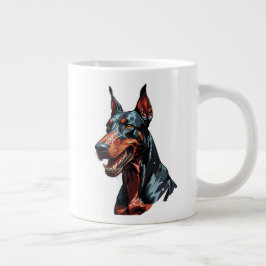 凶暴なドーベルマン肖像画 攻撃的な犬のギフト ジャンボコーヒーマグカップ