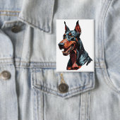 凶暴なドーベルマン肖像画 攻撃的な犬のギフト 缶バッジ (インサイチュ)
