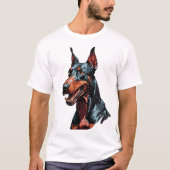 凶暴なドーベルマン肖像画 攻撃的な犬のギフト Tシャツ (正面)