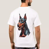 凶暴なドーベルマン肖像画 攻撃的な犬のギフト Tシャツ (裏面)