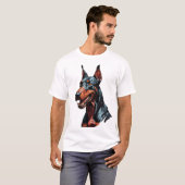 凶暴なドーベルマン肖像画 攻撃的な犬のギフト Tシャツ (正面フル)