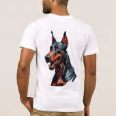 凶暴なドーベルマン肖像画 攻撃的な犬のギフト Tシャツ (裏面)