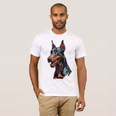 凶暴なドーベルマン肖像画 攻撃的な犬のギフト Tシャツ (正面フル)