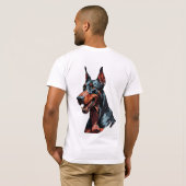 凶暴なドーベルマン肖像画 攻撃的な犬のギフト Tシャツ (裏面フル)