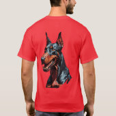 凶暴なドーベルマン肖像画 攻撃的な犬のギフト Tシャツ (裏面)