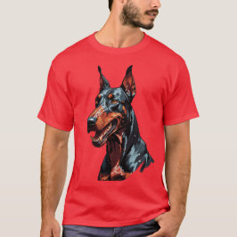 凶暴なドーベルマン肖像画 攻撃的な犬のギフト Tシャツ