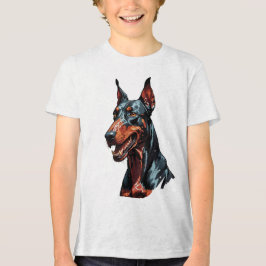 凶暴なドーベルマン ポートレート 攻撃的な犬のギフト トライブレンドＴシャツ