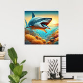凶暴な水：サメが鳴る ポスター (ホームオフィス)