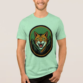 凶暴な猫のマスコットロゴTシャツ トライブレンドTシャツ