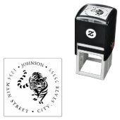 凶暴な虎のイラストレーション戻りラベル セルフインキングスタンプ (インサイチュ)