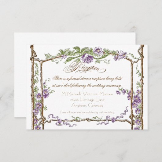 凸版印刷のスタイルのヴィンテージのフェイクなBoisの格子垣-青 招待状 (正面/裏面)