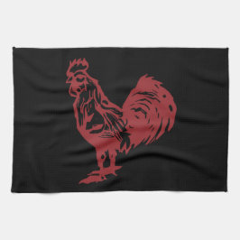 凸版印刷のスタイルの赤のオンドリ キッチンタオル