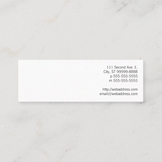 凸版印刷の種族のスタイルのカメ スキニー名刺 (裏面)