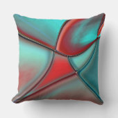 凸状エッジが赤でターコイズのツイストプレート クッション (正面)