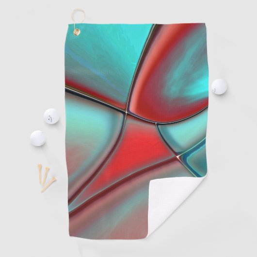 凸状エッジが赤でターコイズのツイストプレート ゴルフタオル (インサイチュ)