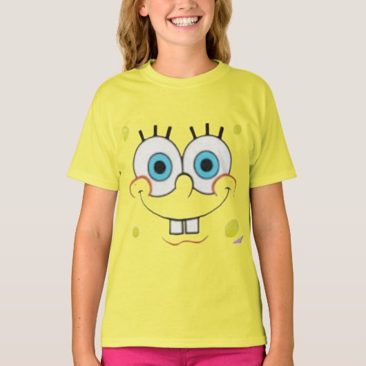 出っ歯スポンジのキャラクター フェイス 子供Tシャツ Tシャツ (正面)