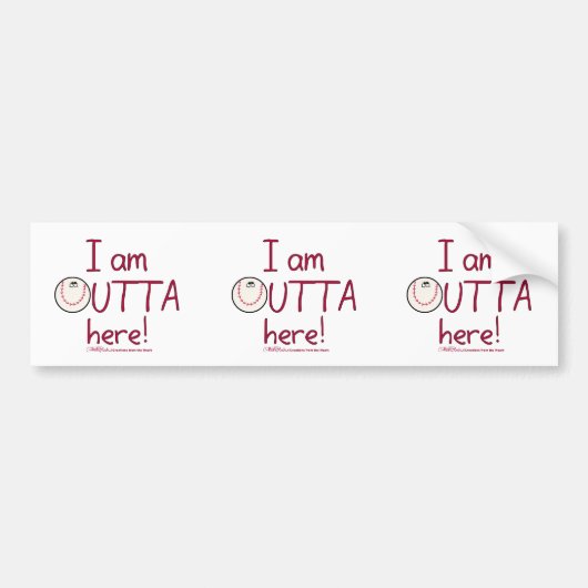 出て行け！野球キャラクター バンパーステッカー (正面)