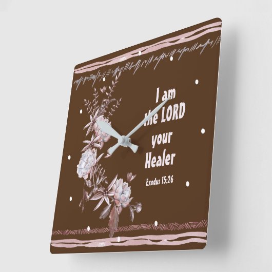 出エジプト記15:26わたしは主なる主である スクエア壁時計 (傾斜)