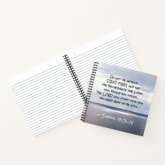 出エジプト14:13-14恐れてはいけない立つ固い ノートブック (内部)