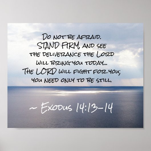 出エジプト14:13-14恐れてはいけない立つ固い ポスター (正面)