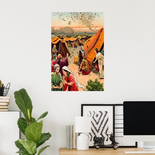 出エジプト16神はウズラとマナのポスターを送る ポスター (ホームオフィス)