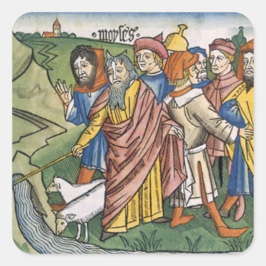 出エジプト17 1-7モーセは水を流す スクエアシール (正面)