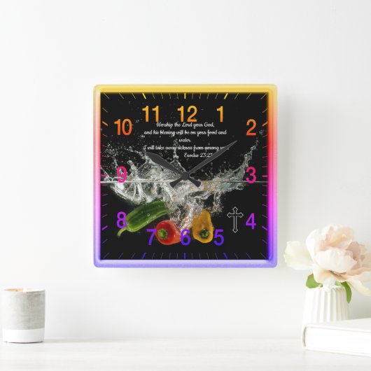 出エジプト23:キリスト教信仰祈りの言葉 スクエア壁時計 (ホーム)