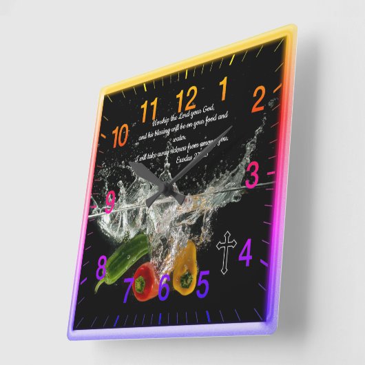 出エジプト23:キリスト教信仰祈りの言葉 スクエア壁時計 (傾斜)