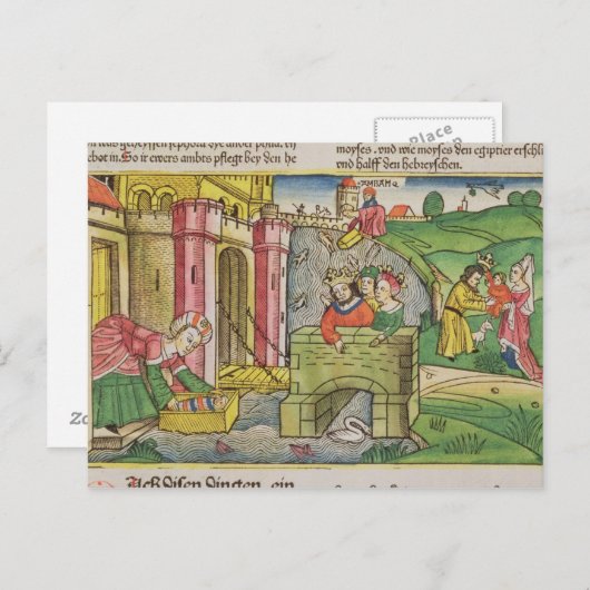 出エジプト2 1-6モーセはナイル川を流れ ポストカード (正面/裏面)