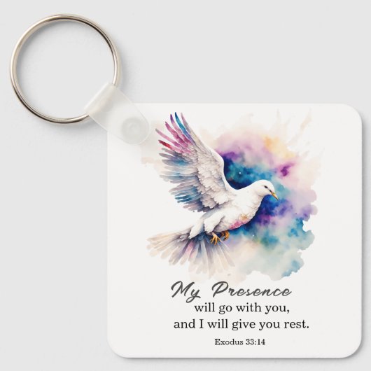 出エジプト33:14わたしの臨在は、あなた方と共に行く キーホルダー (正面)