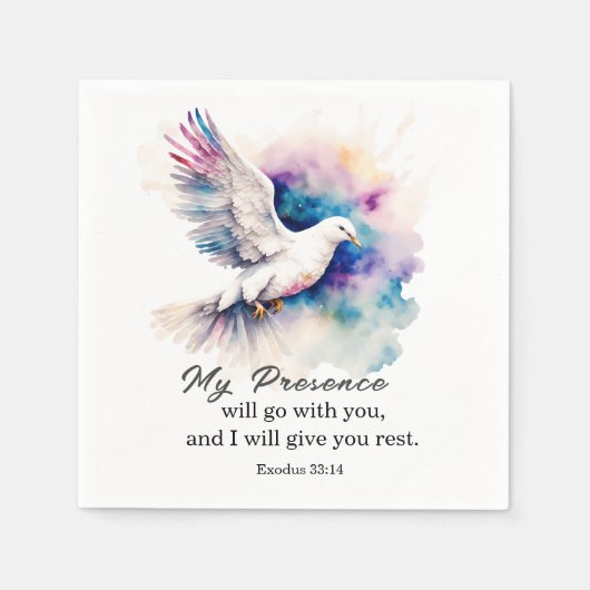 出エジプト33:14わたしの臨在は、あなた方と共に行く スタンダードカクテルナプキン (正面)