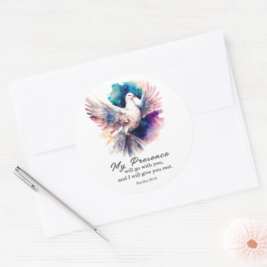 出エジプト33:14わたしの臨在は、あなた方と共に行く ラウンドシール (封筒)