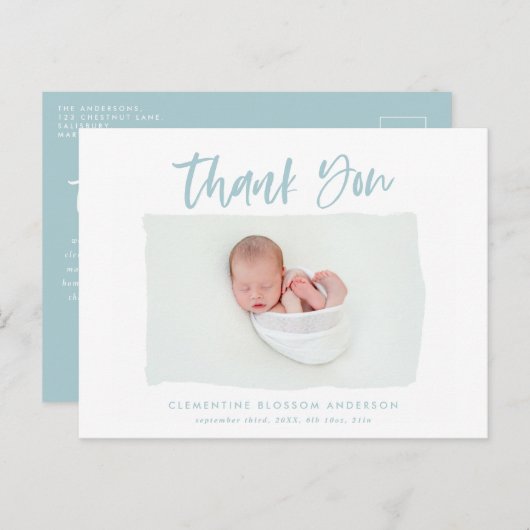 出エレガント生告知感謝してい写真 案内ポストカード (正面/裏面)