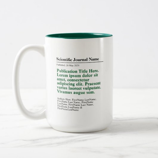 出パーソナライズされた版物2調15oz MUG – 緑 ツートーンマグカップ (左)